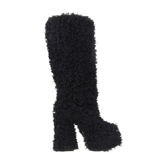 Teddy Curl Heel Boots