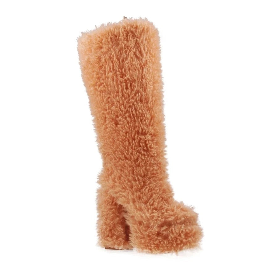 Teddy Curl Heel Boots