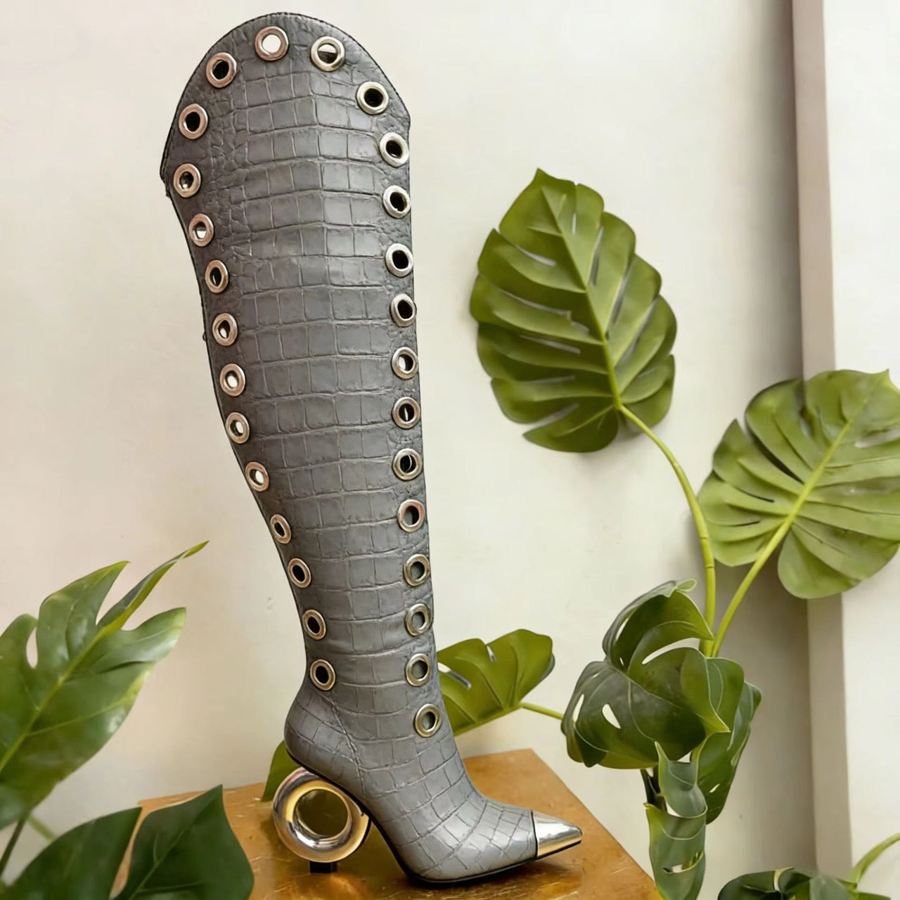 “Gilded Eye Couture” Thigh-High Boots