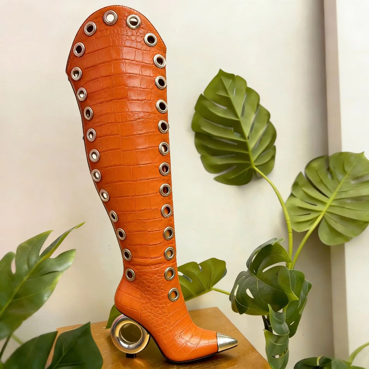“Gilded Eye Couture” Thigh-High Boots