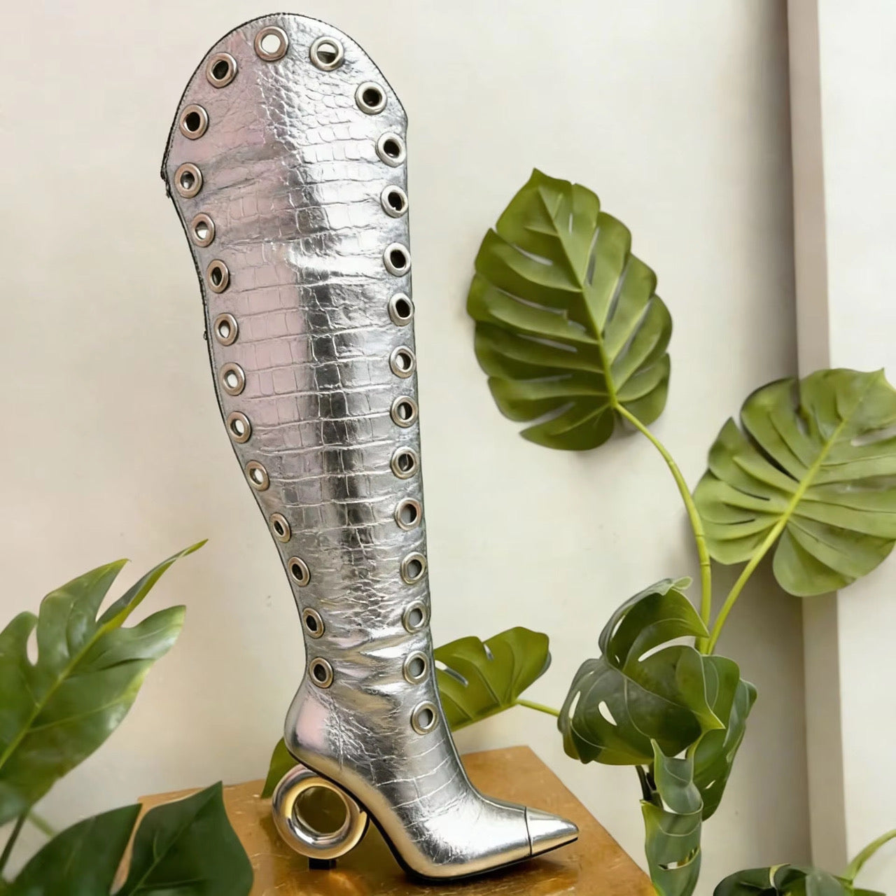 “Gilded Eye Couture” Thigh-High Boots