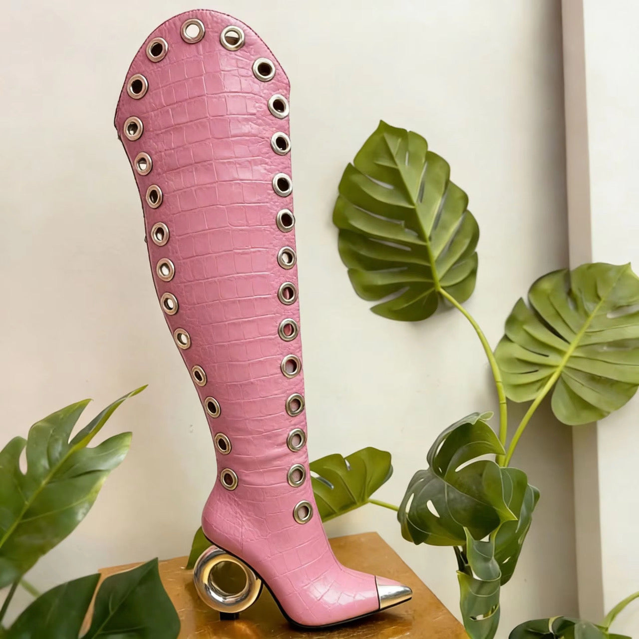 “Gilded Eye Couture” Thigh-High Boots