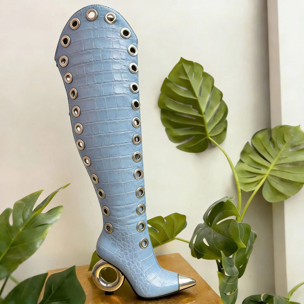 “Gilded Eye Couture” Thigh-High Boots
