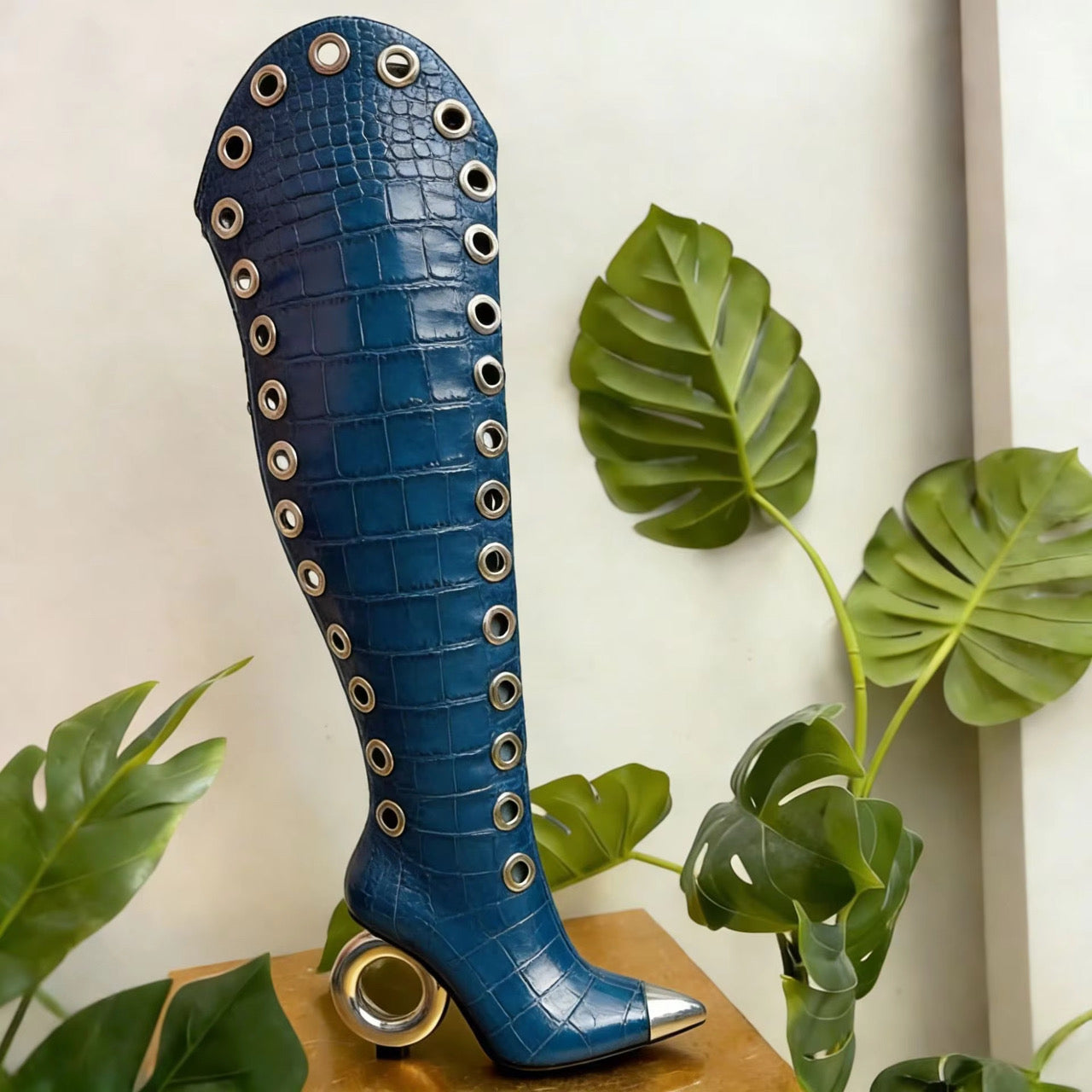 “Gilded Eye Couture” Thigh-High Boots
