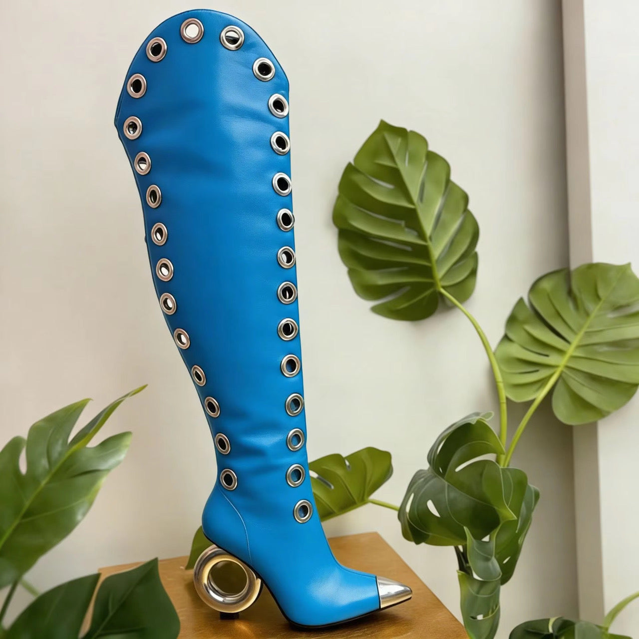 “Gilded Eye Couture” Thigh-High Boots
