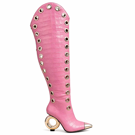 “Gilded Eye Couture” Thigh-High Boots