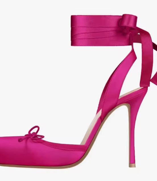 Satin Ballet Ribbon Stiletto Heels