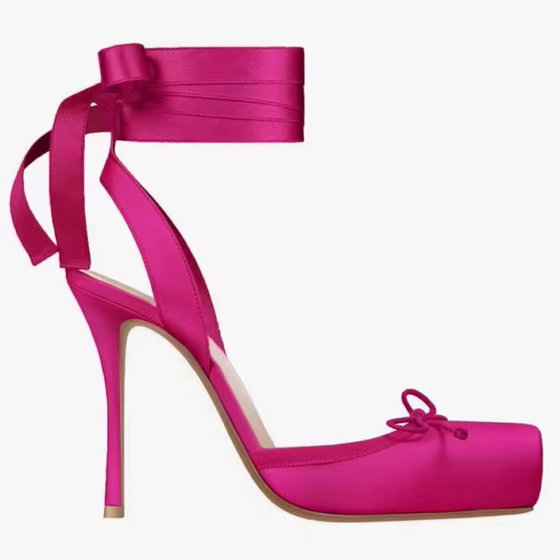 Satin Ballet Ribbon Stiletto Heels