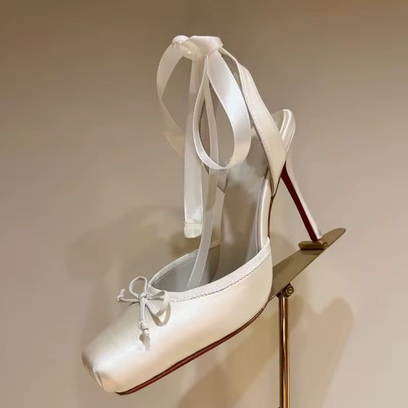 Satin Ballet Ribbon Stiletto Heels
