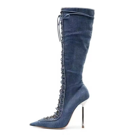 Lace Up Stiletto Boots