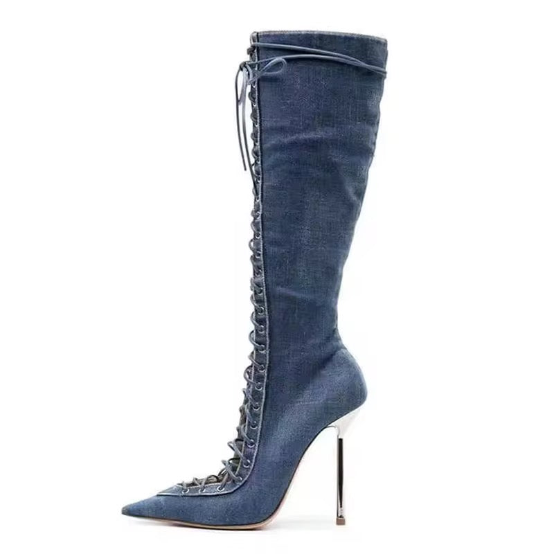 Lace Up Stiletto Boots