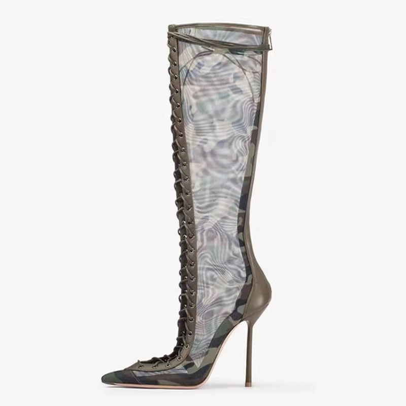 Lace Up Stiletto Boots