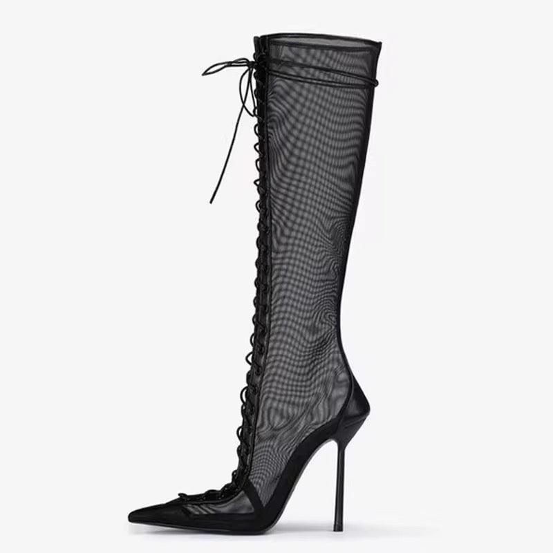 Lace Up Stiletto Boots