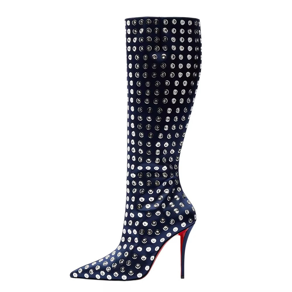 STUDDED SIREN HEEL BOOTS