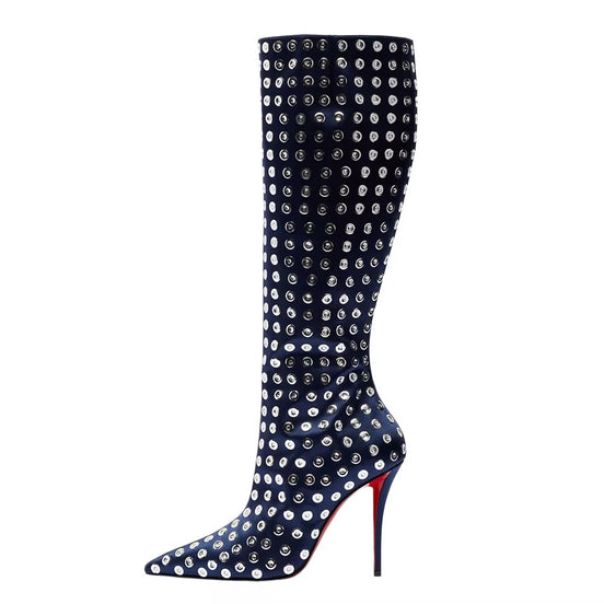 STUDDED SIREN HEEL BOOTS