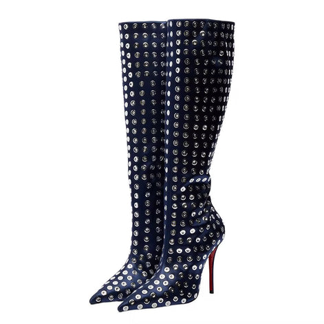 STUDDED SIREN HEEL BOOTS