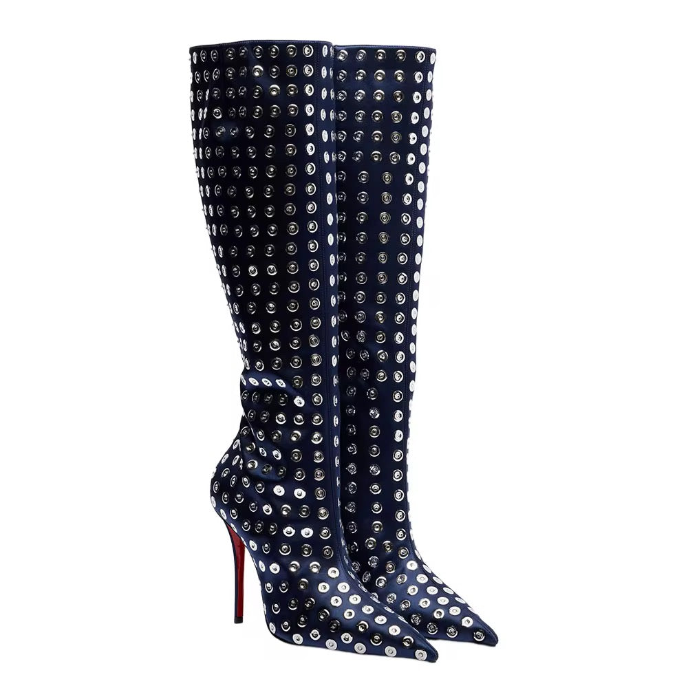 STUDDED SIREN HEEL BOOTS