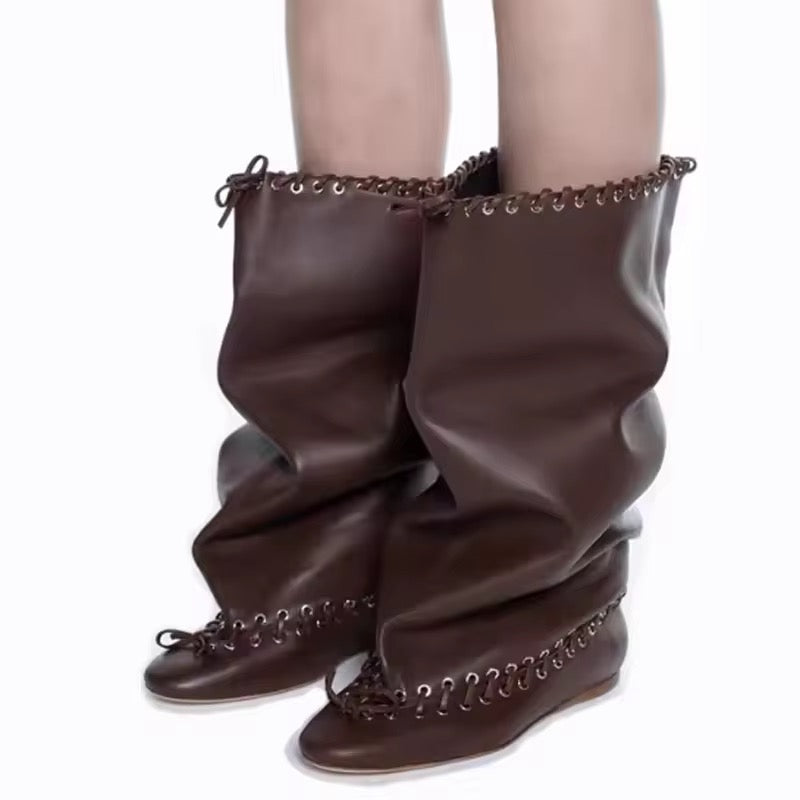 Luxe Slouch Lace-Trim Boots