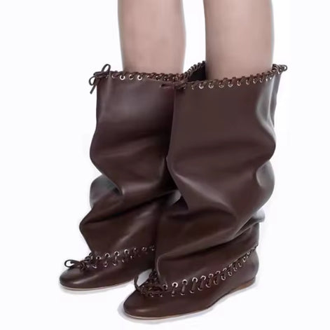 Luxe Slouch Lace-Trim Boots