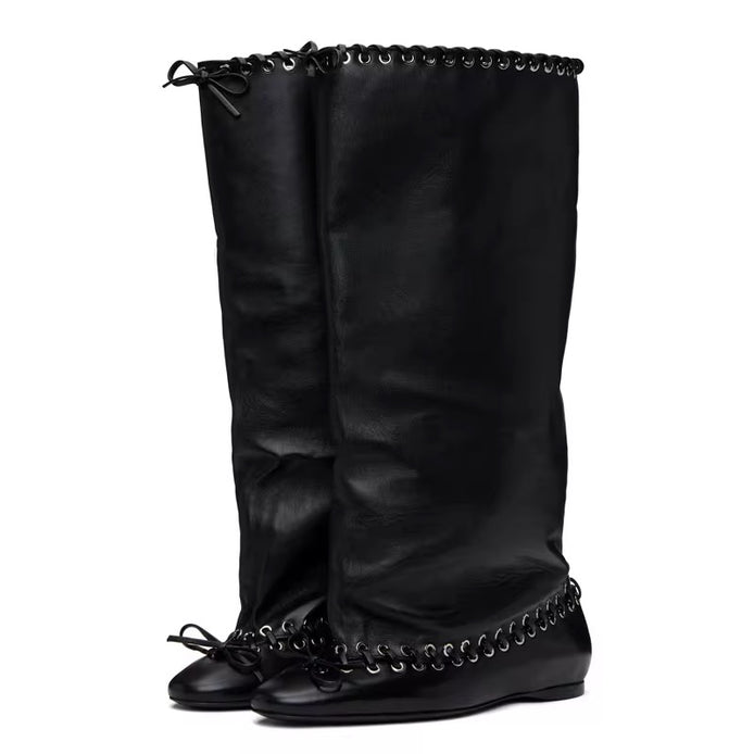 Luxe Slouch Lace-Trim Boots