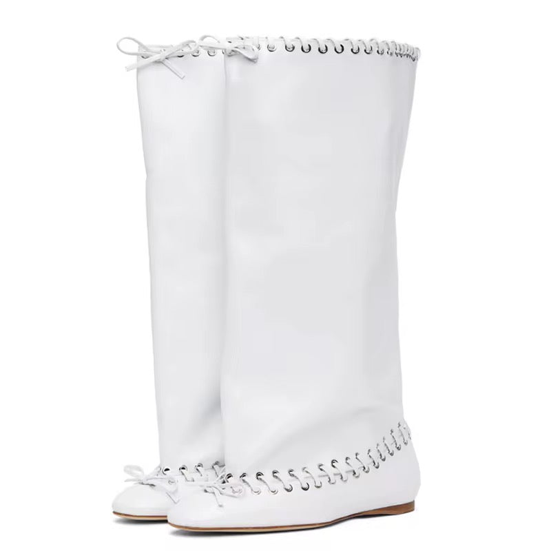 Luxe Slouch Lace-Trim Boots