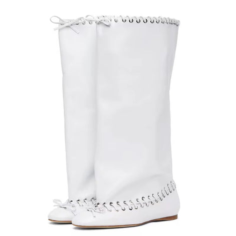 Luxe Slouch Lace-Trim Boots