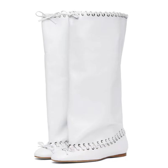 Luxe Slouch Lace-Trim Boots