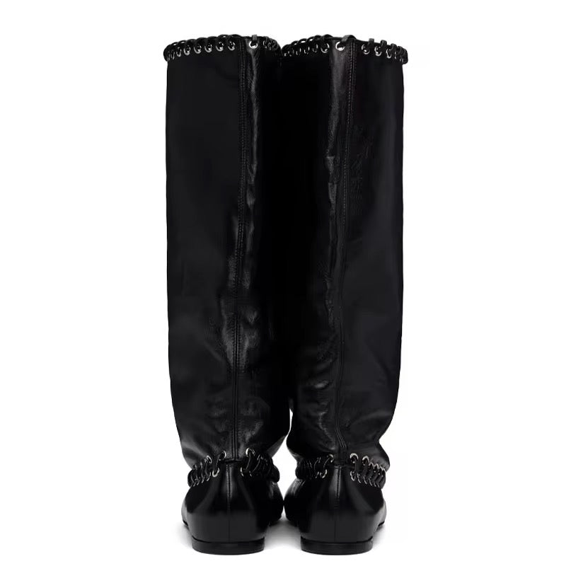 Luxe Slouch Lace-Trim Boots
