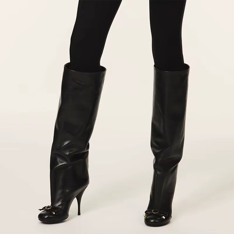 Luxe Bow Accent Knee-High Boots