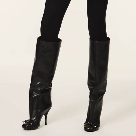 Luxe Bow Accent Knee-High Boots