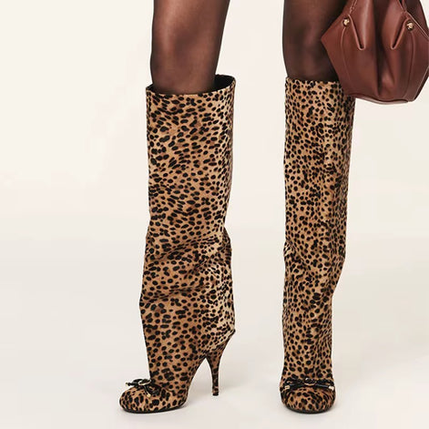 Luxe Bow Accent Knee-High Boots