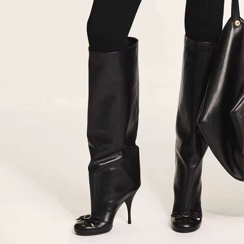 Luxe Bow Accent Knee-High Boots
