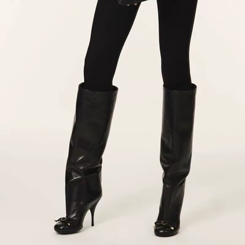 Luxe Bow Accent Knee-High Boots