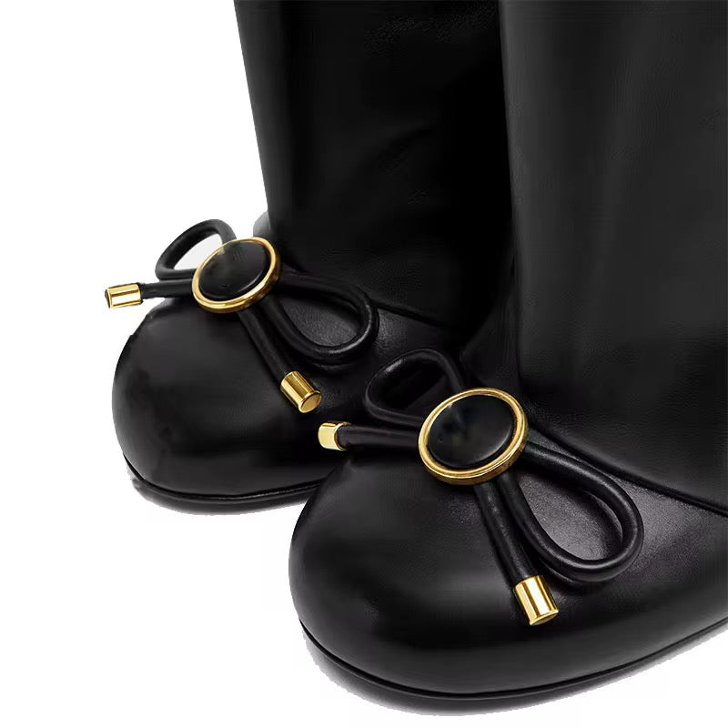 Luxe Bow Accent Knee-High Boots