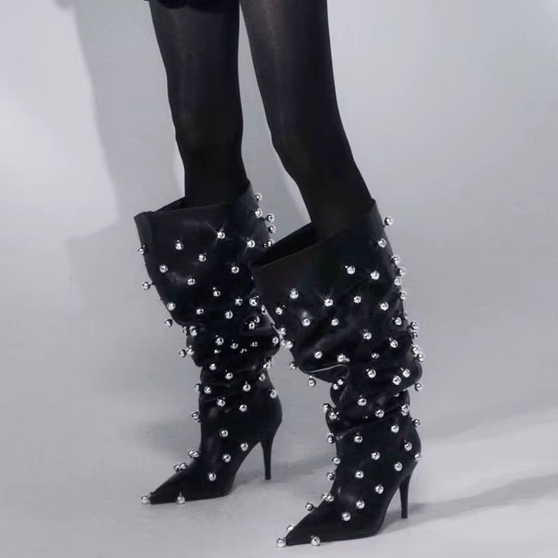 Studded Statement Knee-High Boots