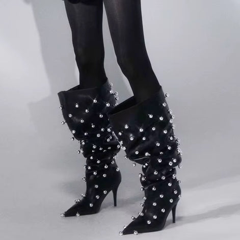 Studded Statement Knee-High Boots
