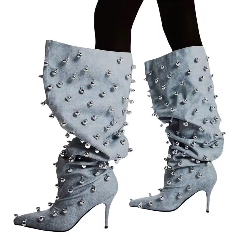 Studded Statement Knee-High Boots