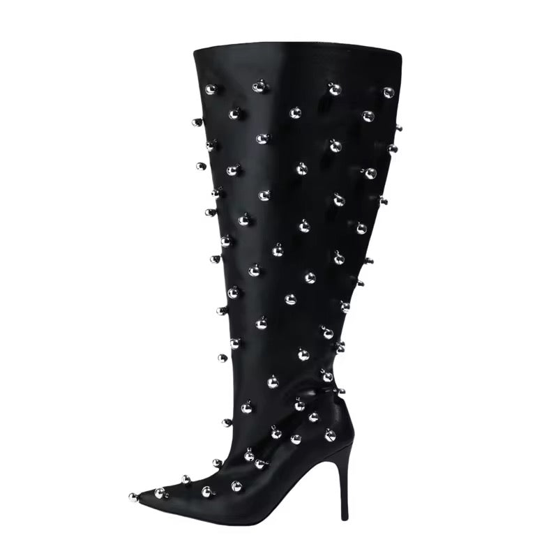 Studded Statement Knee-High Boots