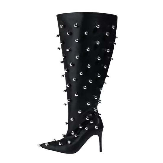 Studded Statement Knee-High Boots