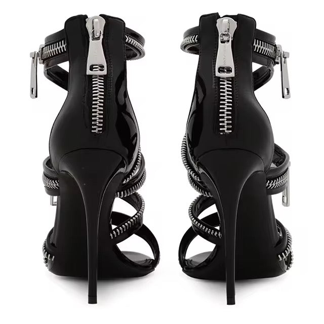 Zipper Strap Stiletto Heels