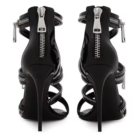 Zipper Strap Stiletto Heels