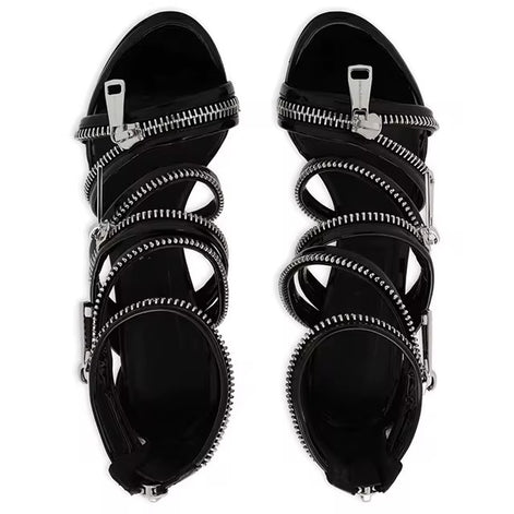 Zipper Strap Stiletto Heels