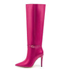 Sleek Stiletto Buckle Knee-High Boots