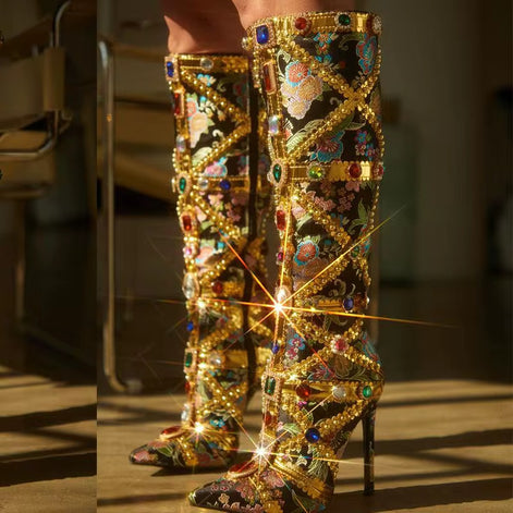 Luxe Jeweled Couture Boots