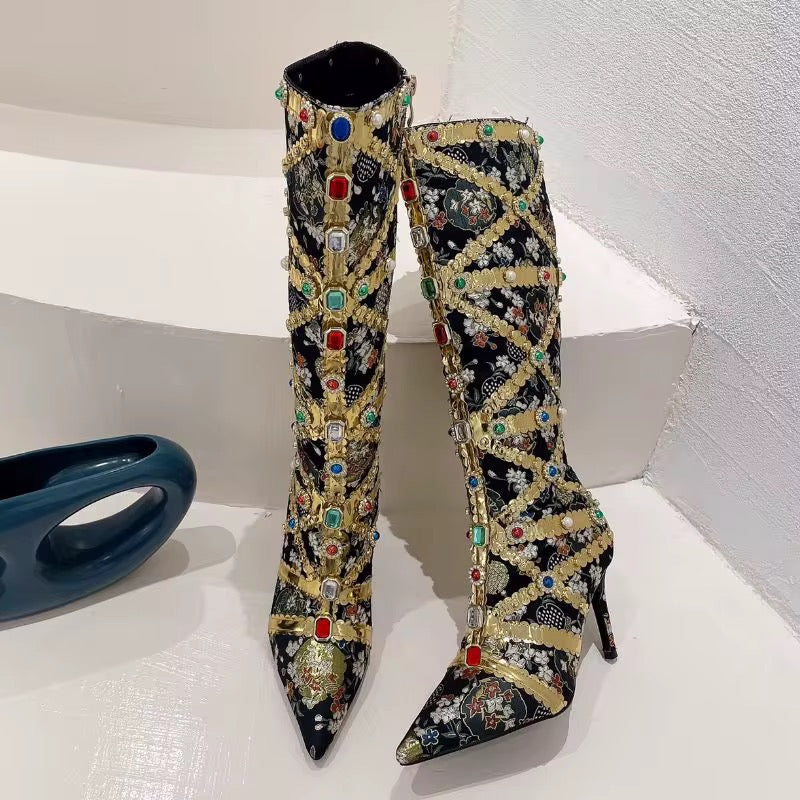 Luxe Jeweled Couture Boots