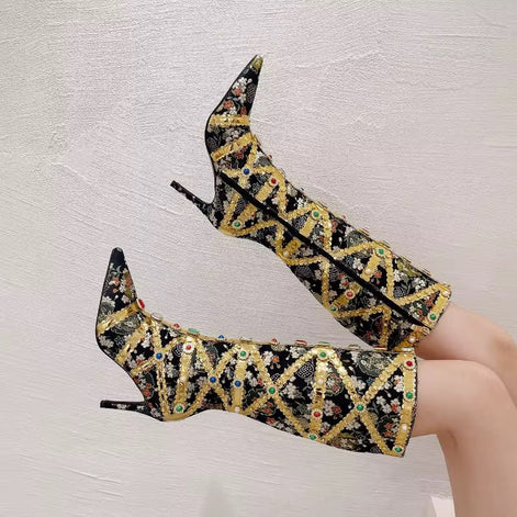 Luxe Jeweled Couture Boots
