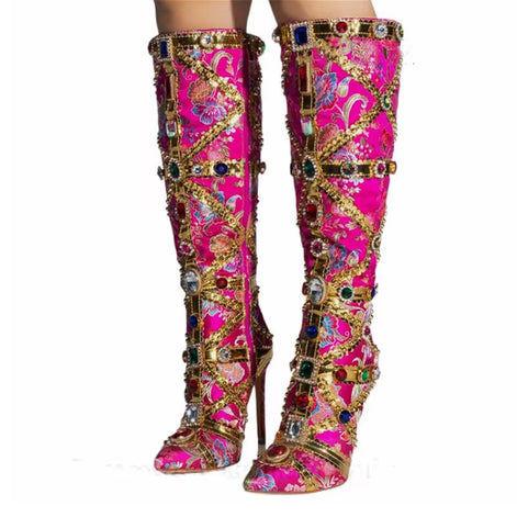 Luxe Jeweled Couture Boots