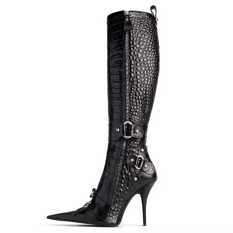 Viper Luxe Croc Buckle Heel Boots