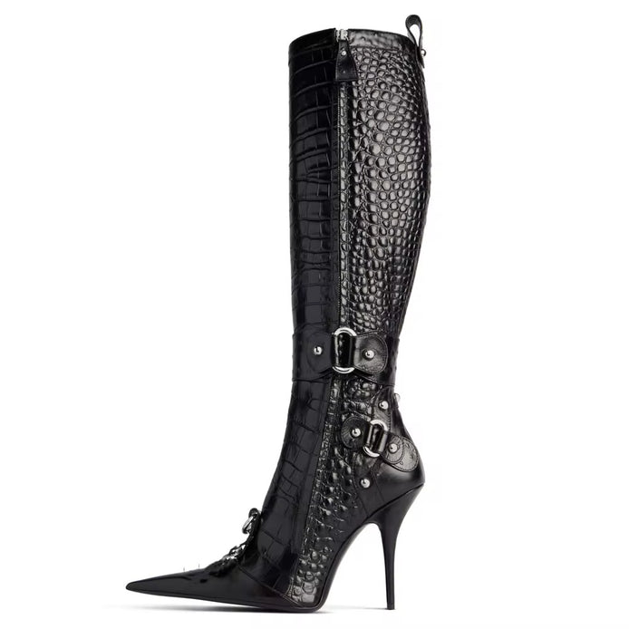 Viper Luxe Croc Buckle Heel Boots