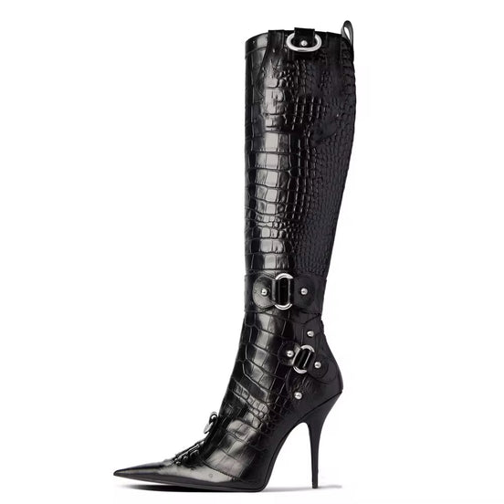 Viper Luxe Croc Buckle Heel Boots